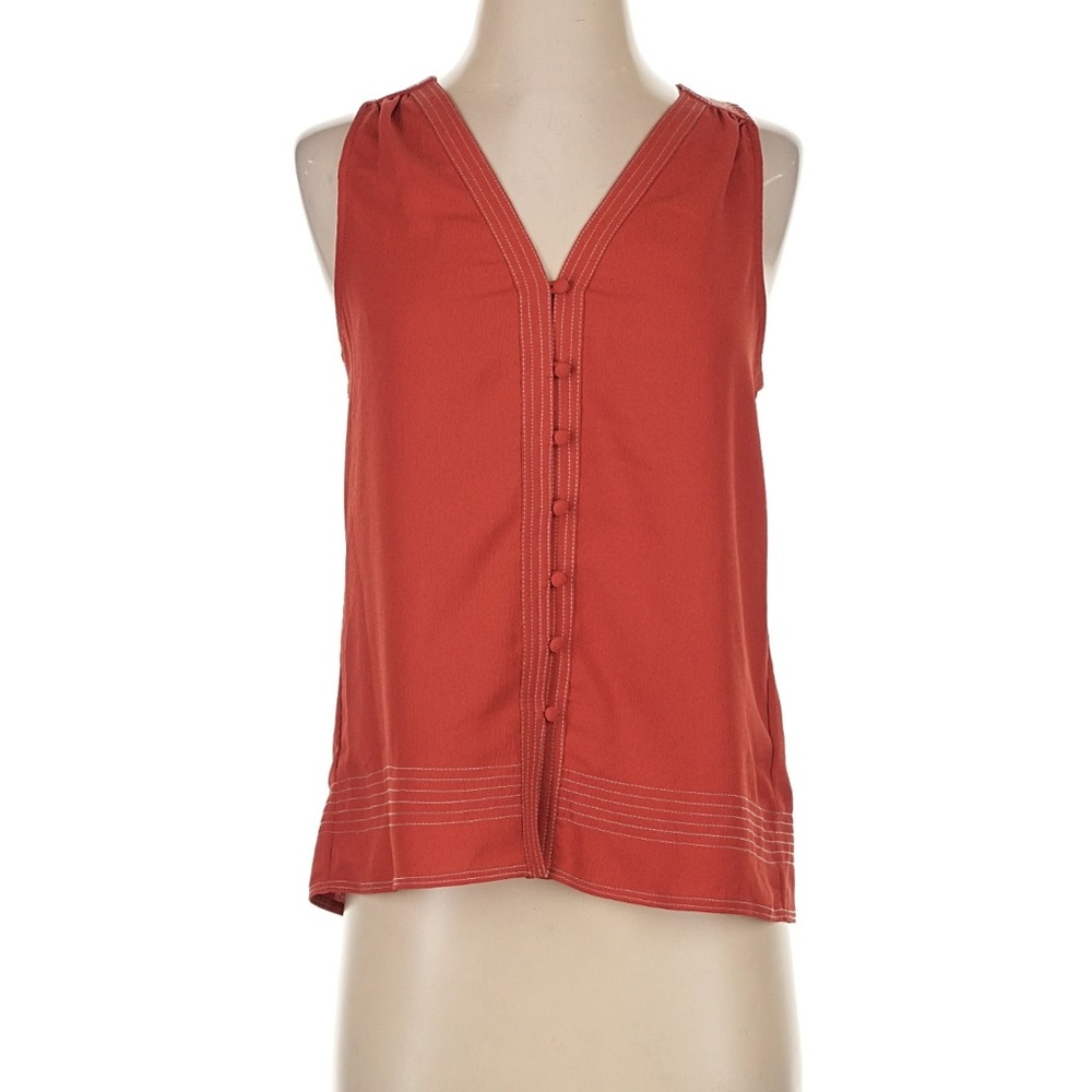 Joie Rust Sleeveless V-Neck Blouse